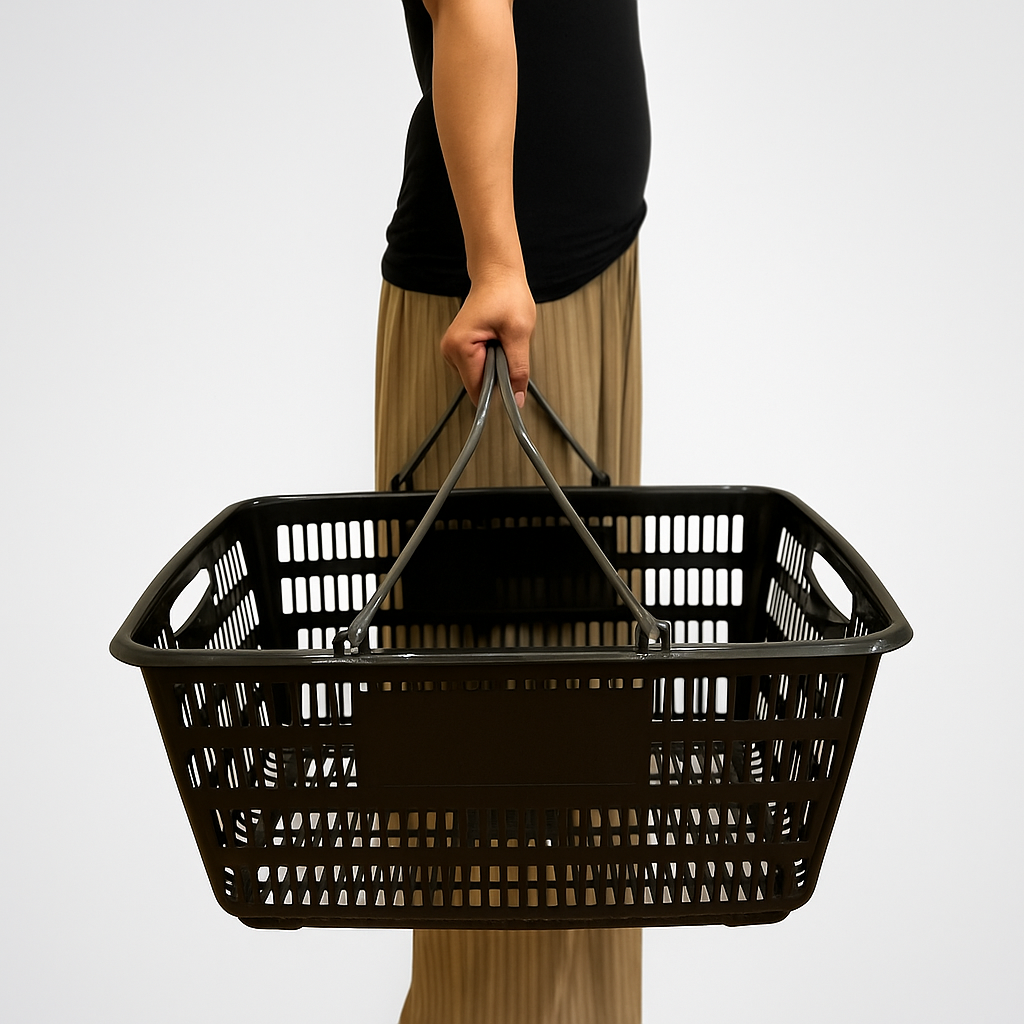 手のひらを進行方向に向けるため、手首をひねって持つ必要がある例。