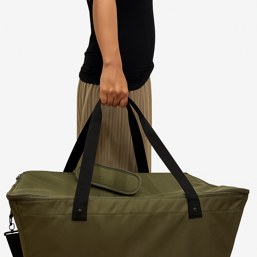 腕を自然に下ろした状態で、手のひらが内側を向く持ち方。手首をひねらずに持てる。